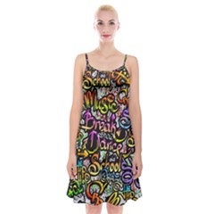 Graffiti Word Seamless Pattern Spaghetti Strap Velvet Dress by Nexatart