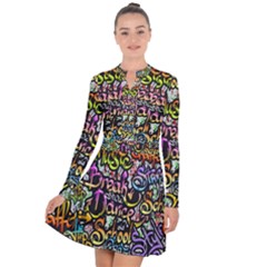 Graffiti Word Seamless Pattern Long Sleeve Panel Dress by Nexatart