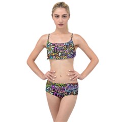 Graffiti Word Seamless Pattern Layered Top Bikini Set by Nexatart