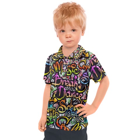 Graffiti Word Seamless Pattern Kids  Polo Tee by Nexatart