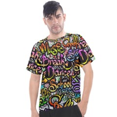 Graffiti Word Seamless Pattern Men s Sport Top by Nexatart