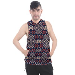 Ukrainian Folk Seamless Pattern Ornament Men s Sleeveless Hoodie