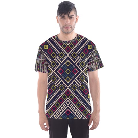 Zentangle Style Geometric Ornament Pattern Men s Sports Mesh Tee by Nexatart