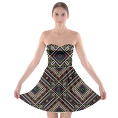 Zentangle Style Geometric Ornament Pattern Strapless Bra Top Dress