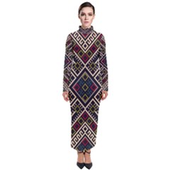 Zentangle Style Geometric Ornament Pattern Turtleneck Maxi Dress by Nexatart