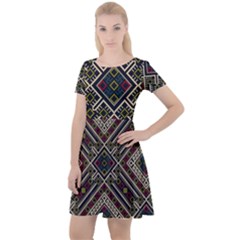 Zentangle Style Geometric Ornament Pattern Cap Sleeve Velour Dress  by Nexatart