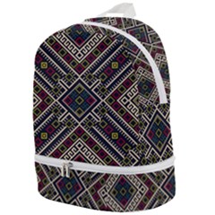 Zentangle Style Geometric Ornament Pattern Zip Bottom Backpack