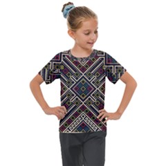 Zentangle Style Geometric Ornament Pattern Kids  Mesh Piece Tee