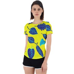 Leaves Pattern Picture Detail Back Cut Out Sport Tee