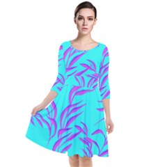 Branches Leaves Colors Summer Quarter Sleeve Waist Band Dress by Nexatart