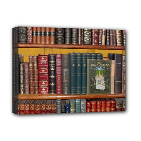 Books Library Bookshelf Bookshop Deluxe Canvas 16  X 12  (stretched)  by Nexatart