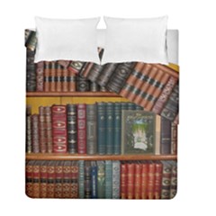 Books Library Bookshelf Bookshop Duvet Cover Double Side (full/ Double Size) by Nexatart