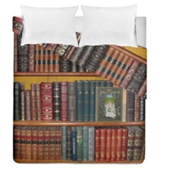 Books Library Bookshelf Bookshop Duvet Cover Double Side (queen Size) by Nexatart