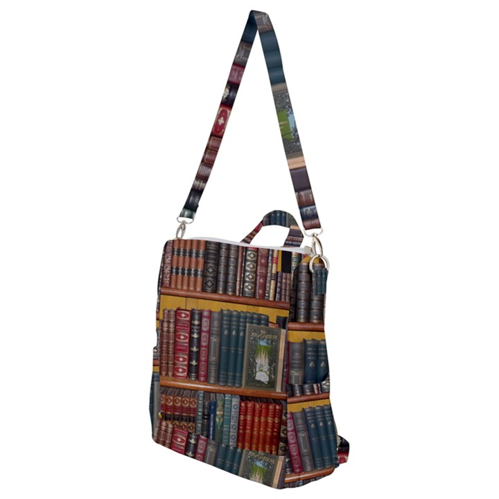 Books Library Bookshelf Bookshop Crossbody Backpack