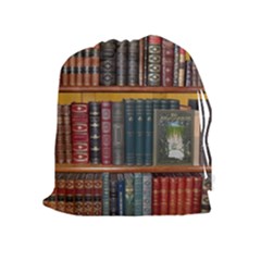 Books Library Bookshelf Bookshop Drawstring Pouch (xl) by Nexatart