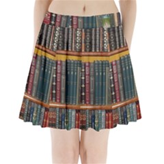 Books Library Bookshelf Bookshop Pleated Mini Skirt by Nexatart