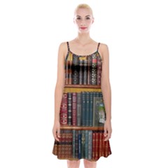 Books Library Bookshelf Bookshop Spaghetti Strap Velvet Dress