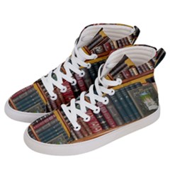 Books Library Bookshelf Bookshop Women s Hi-top Skate Sneakers by Nexatart