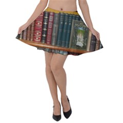 Books Library Bookshelf Bookshop Velvet Skater Skirt