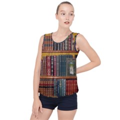 Books Library Bookshelf Bookshop Bubble Hem Chiffon Tank Top by Nexatart