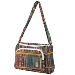 Books Library Bookshelf Bookshop Front Pocket Crossbody Bag by Nexatart