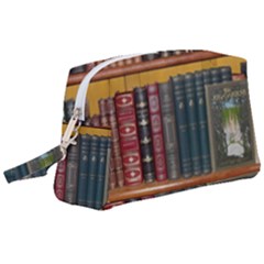 Books Library Bookshelf Bookshop Wristlet Pouch Bag (large) by Nexatart