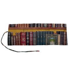 Books Library Bookshelf Bookshop Roll Up Canvas Pencil Holder (s) by Nexatart