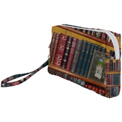 Books Library Bookshelf Bookshop Wristlet Pouch Bag (small) by Nexatart