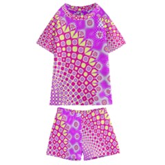 Digital Arts Fractals Futuristic Pink Kids  Swim Tee And Shorts Set by Nexatart