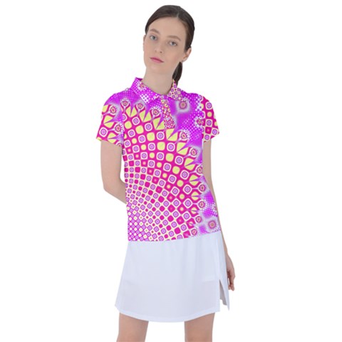 Digital Arts Fractals Futuristic Pink Women s Polo Tee by Nexatart