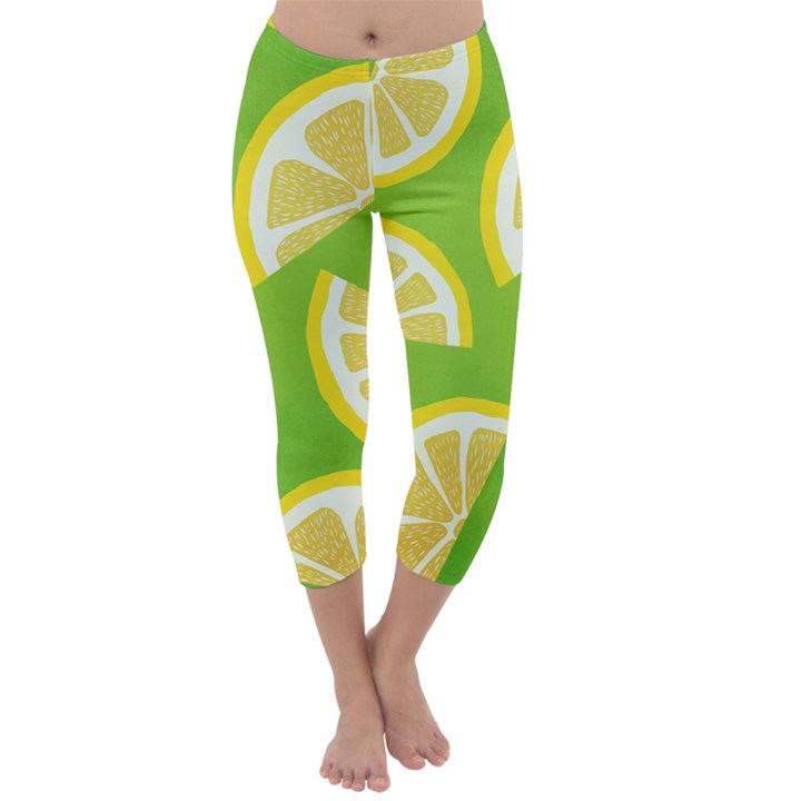 Lemon Fruit Healthy Fruits Food Capri Winter Leggings 