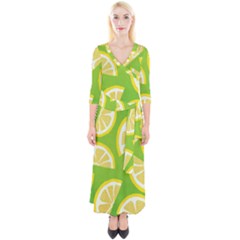 Lemon Fruit Healthy Fruits Food Quarter Sleeve Wrap Maxi Dress