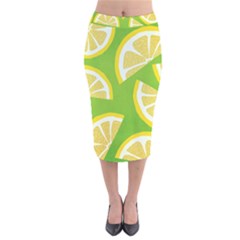 Lemon Fruit Healthy Fruits Food Velvet Midi Pencil Skirt by Nexatart