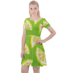 Lemon Fruit Healthy Fruits Food Cap Sleeve Velour Dress  by Nexatart