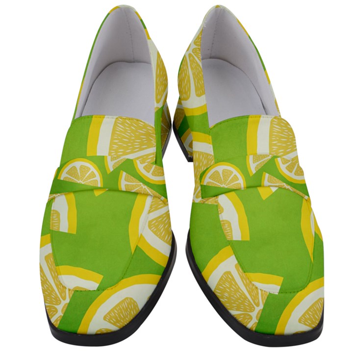 Lemon Fruit Healthy Fruits Food Women s Chunky Heel Loafers