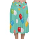 Pills Medicines Seamless Pattern Blue Background Velvet Flared Midi Skirt View1