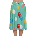 Pills Medicines Seamless Pattern Blue Background Velvet Flared Midi Skirt View2