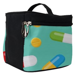 Pills Medicines Seamless Pattern Blue Background Make Up Travel Bag (Small)