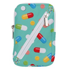 Pills Medicines Seamless Pattern Blue Background Belt Pouch Bag (Large)