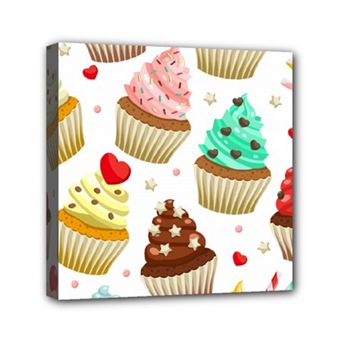 Seamless Pattern Yummy Colored Cupcakes Mini Canvas 6  X 6  (stretched) by Nexatart