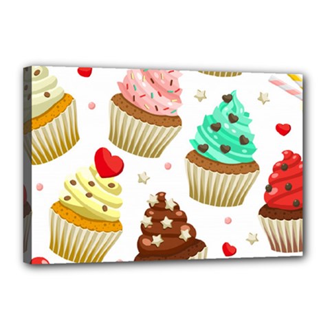 Seamless Pattern Yummy Colored Cupcakes Canvas 18  X 12  (stretched) by Nexatart