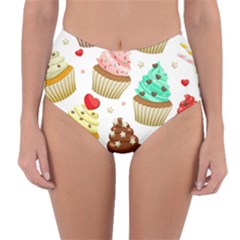 Seamless Pattern Yummy Colored Cupcakes Reversible High-waist Bikini Bottoms by Nexatart