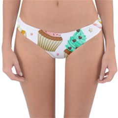 Seamless Pattern Yummy Colored Cupcakes Reversible Hipster Bikini Bottoms by Nexatart