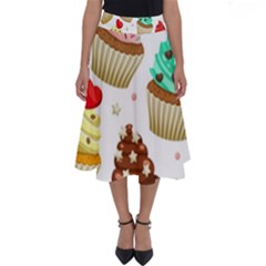 Seamless Pattern Yummy Colored Cupcakes Perfect Length Midi Skirt by Nexatart