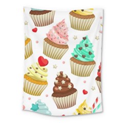 Seamless Pattern Yummy Colored Cupcakes Medium Tapestry