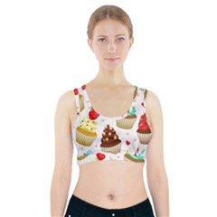 Seamless Pattern Yummy Colored Cupcakes Sports Bra With Pocket by Nexatart