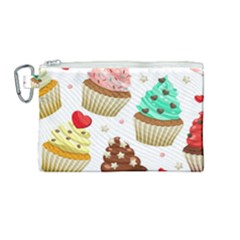 Seamless Pattern Yummy Colored Cupcakes Canvas Cosmetic Bag (medium) by Nexatart