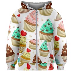 Seamless Pattern Yummy Colored Cupcakes Kids  Zipper Hoodie Without Drawstring by Nexatart