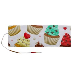 Seamless Pattern Yummy Colored Cupcakes Roll Up Canvas Pencil Holder (m) by Nexatart