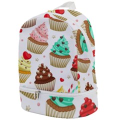 Seamless Pattern Yummy Colored Cupcakes Zip Bottom Backpack